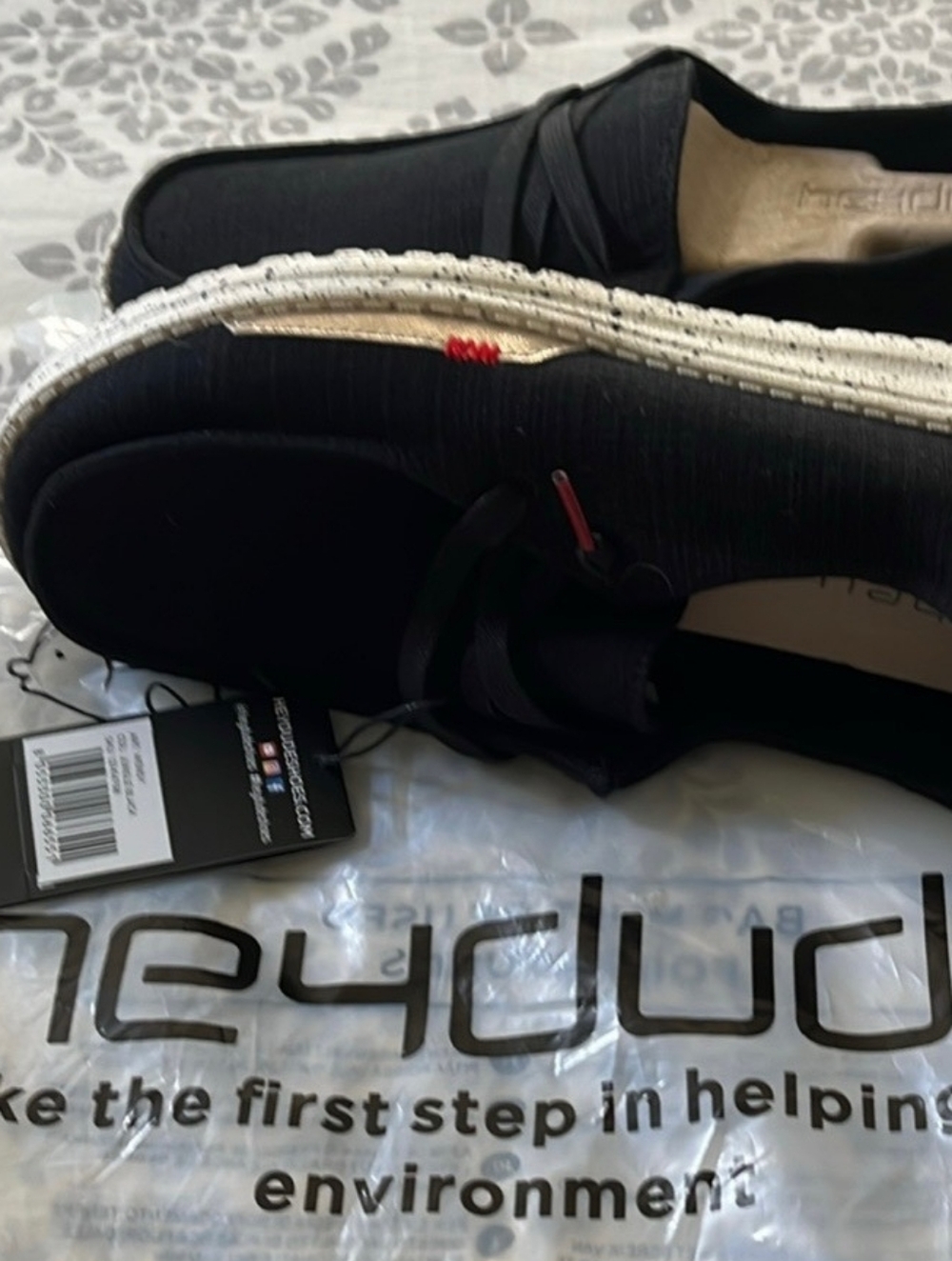 Hey Dude Black Espadrille Slip-On with Red Accent Size 8 Never Worn